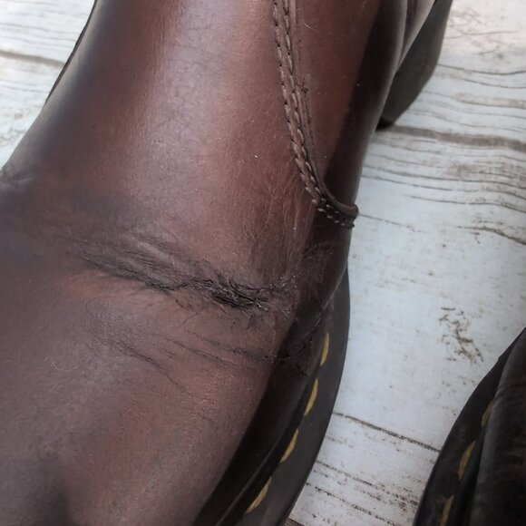 Dr. Martens Leonore Fur-Lined Chelsea Boots Brown Leather – Women’s 7 - Picture 2 of 9